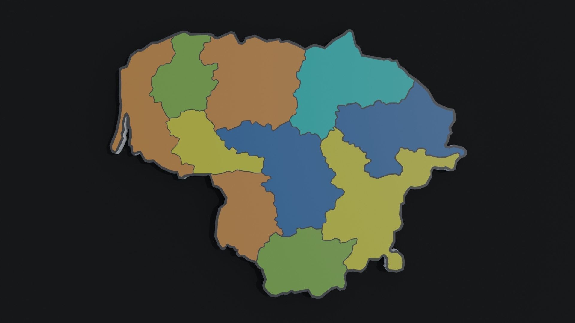 Political Map of Lithuania  3D model_2