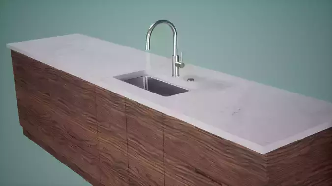 Kitchen Counter Side Low Poly Game Ready 