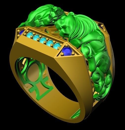 lion ring 3D print model_3