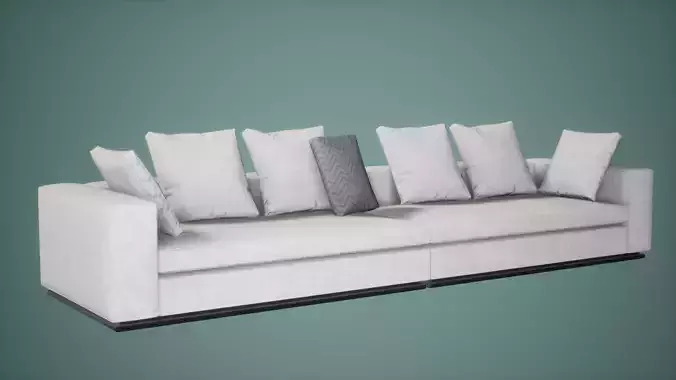 Sofa Set Low Poly Game Ready bed with pillows
