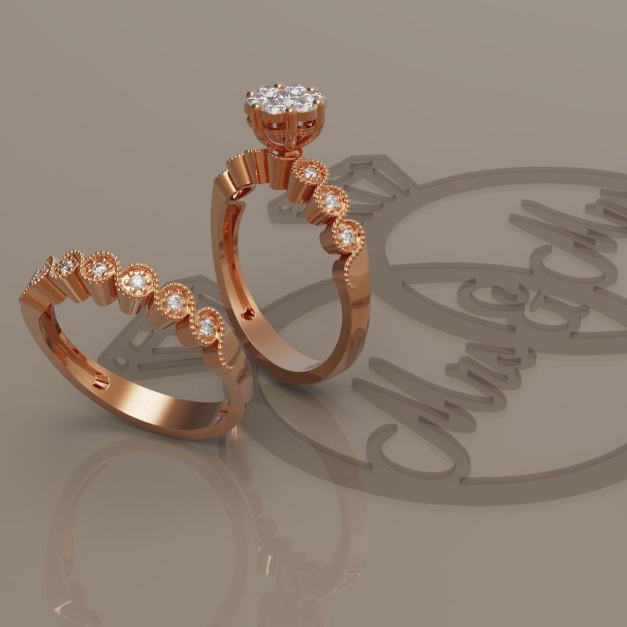 wedding rings 3D print model_1