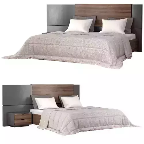 Bed001 king size bed with headboard and footboard