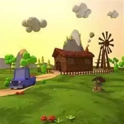 LOW POLY HOUSE island with Low-poly 3D model