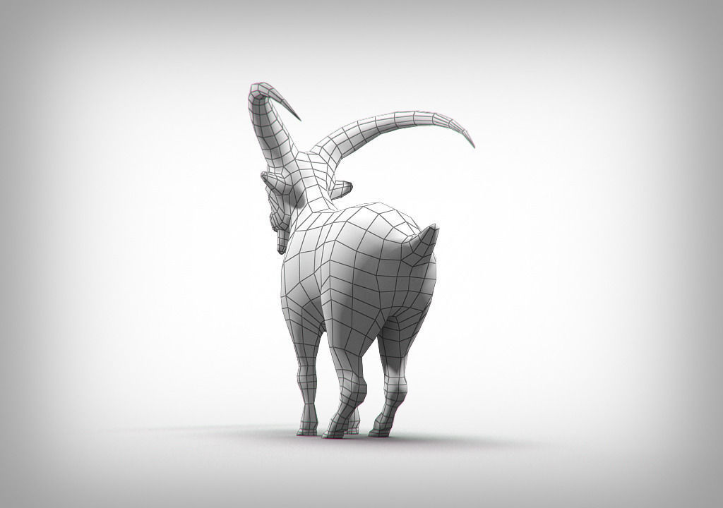 Goat low poly with long horns Low-poly 3D model_7