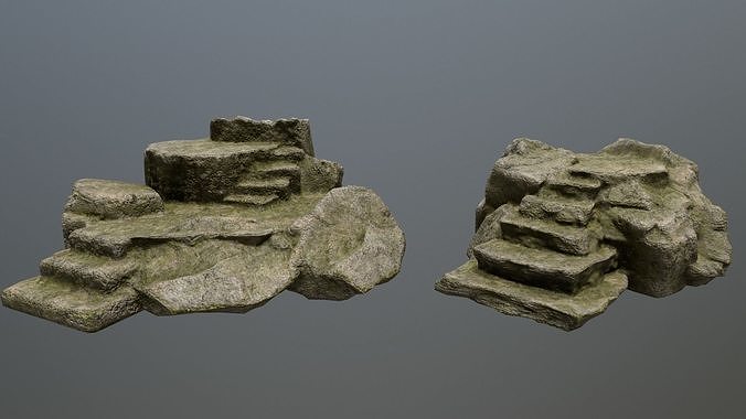 Altar Set rock Low-poly 3D model