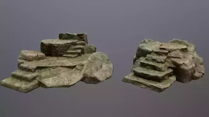 Altar Set rock Low-poly 3D model