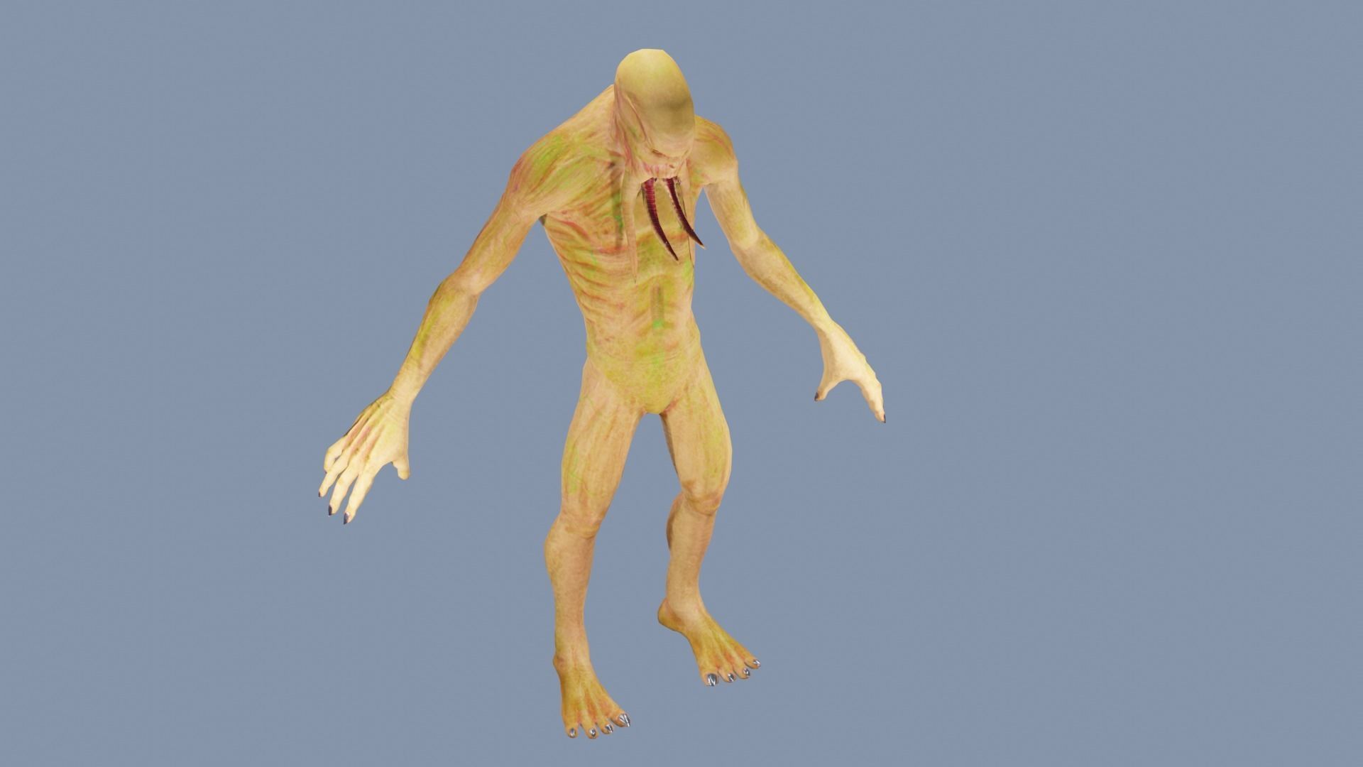 Zombie alien Low-poly 3D model_2