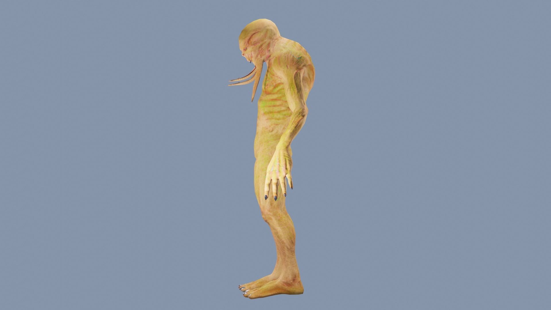 Zombie alien Low-poly 3D model_1