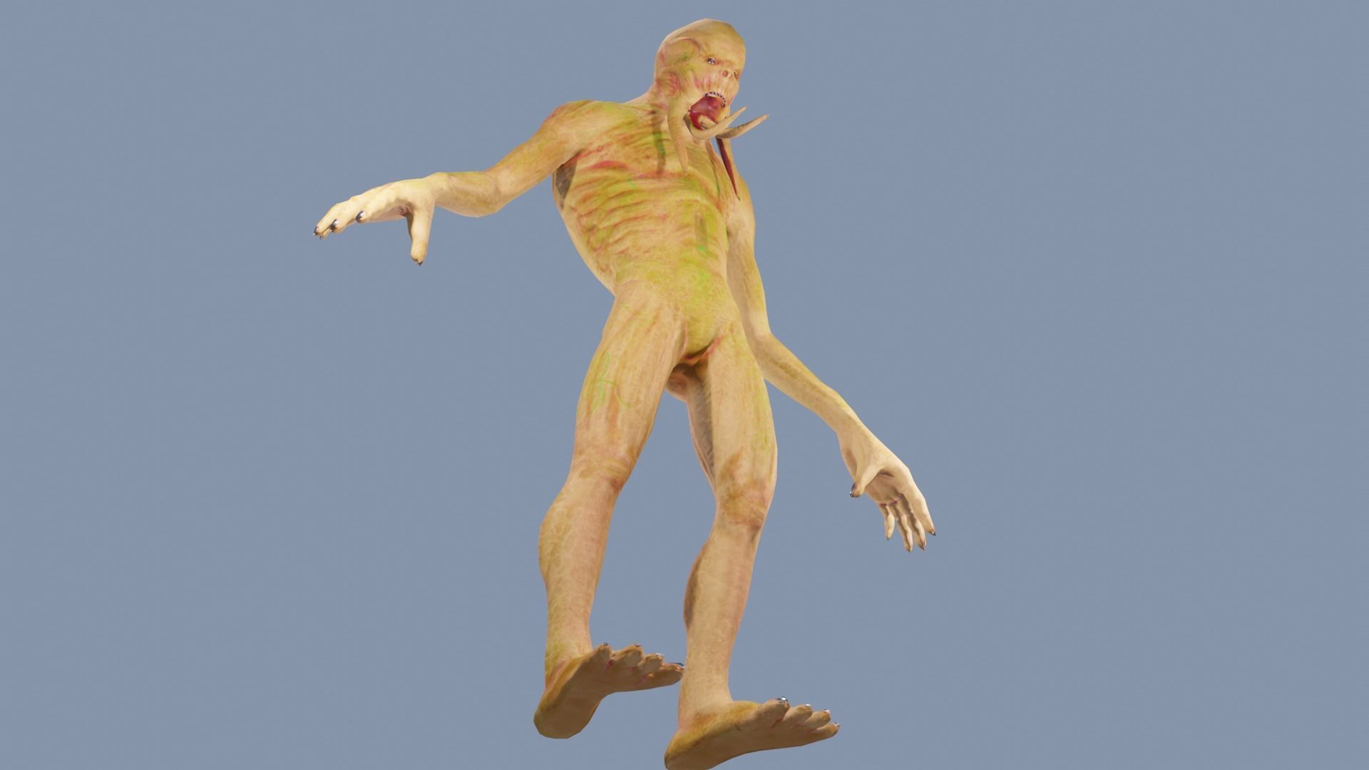 Zombie alien Low-poly 3D model_4