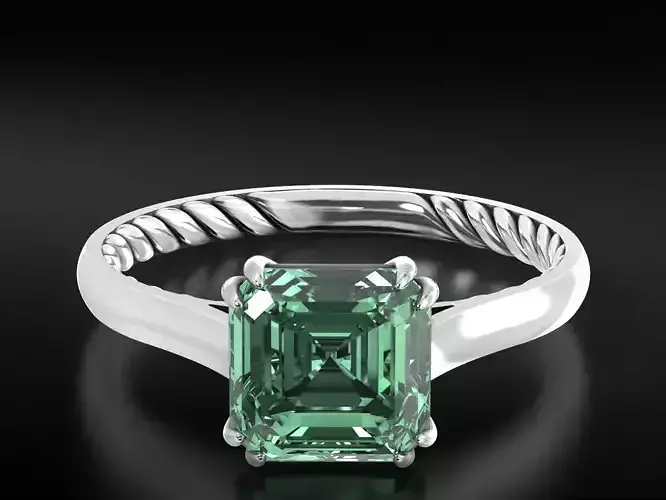 Diamond and emerald engagement ring 645