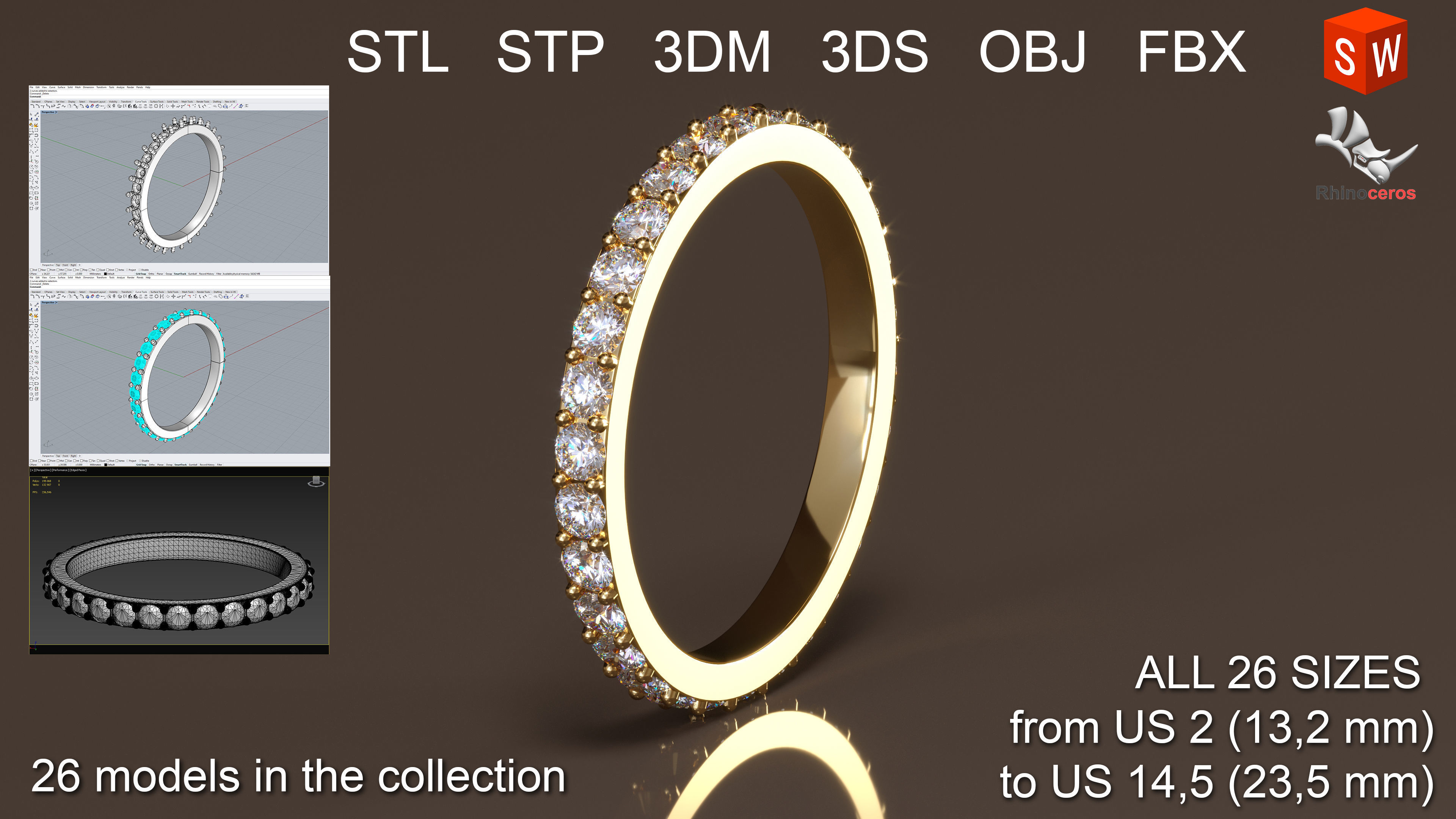 Wedding ring 3D print model_1