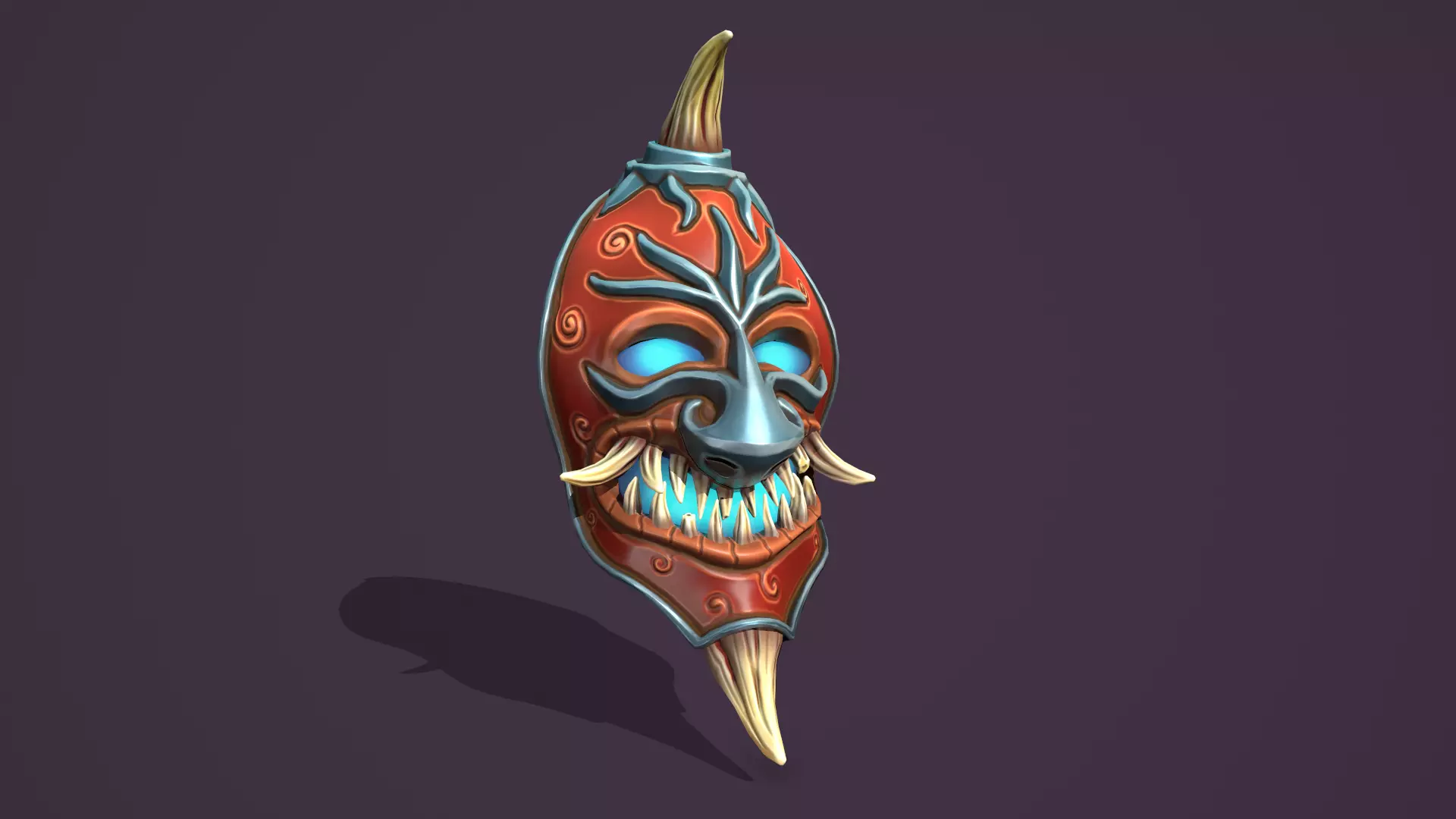 Evil mask Low-poly 3D model_0