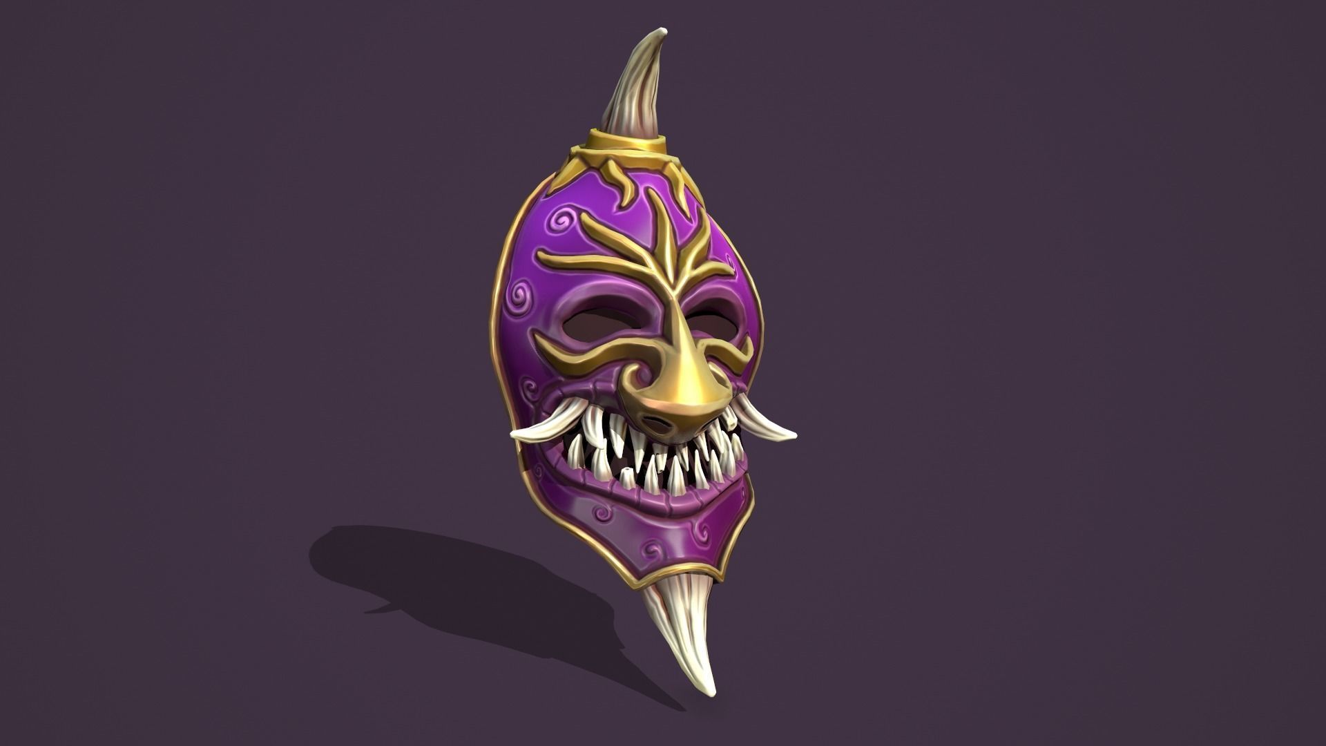 Evil mask Low-poly 3D model_9