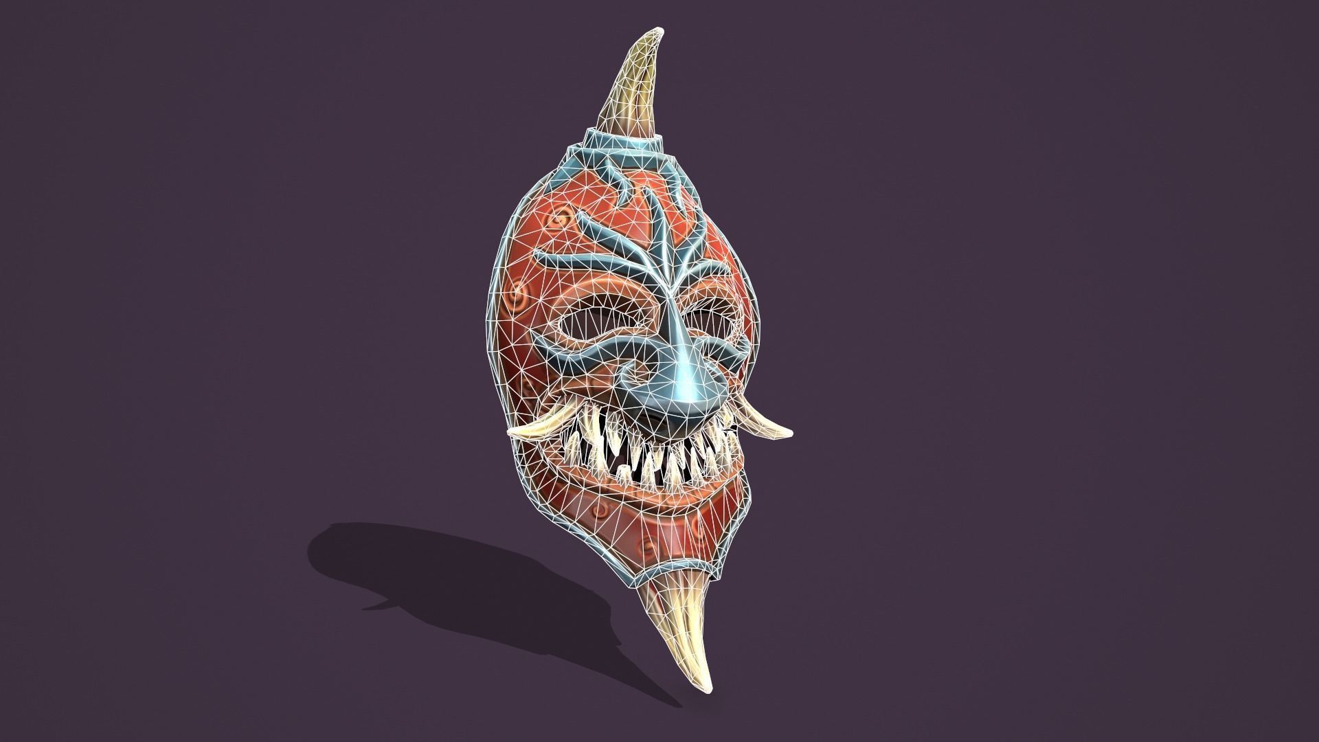 Evil mask Low-poly 3D model_2