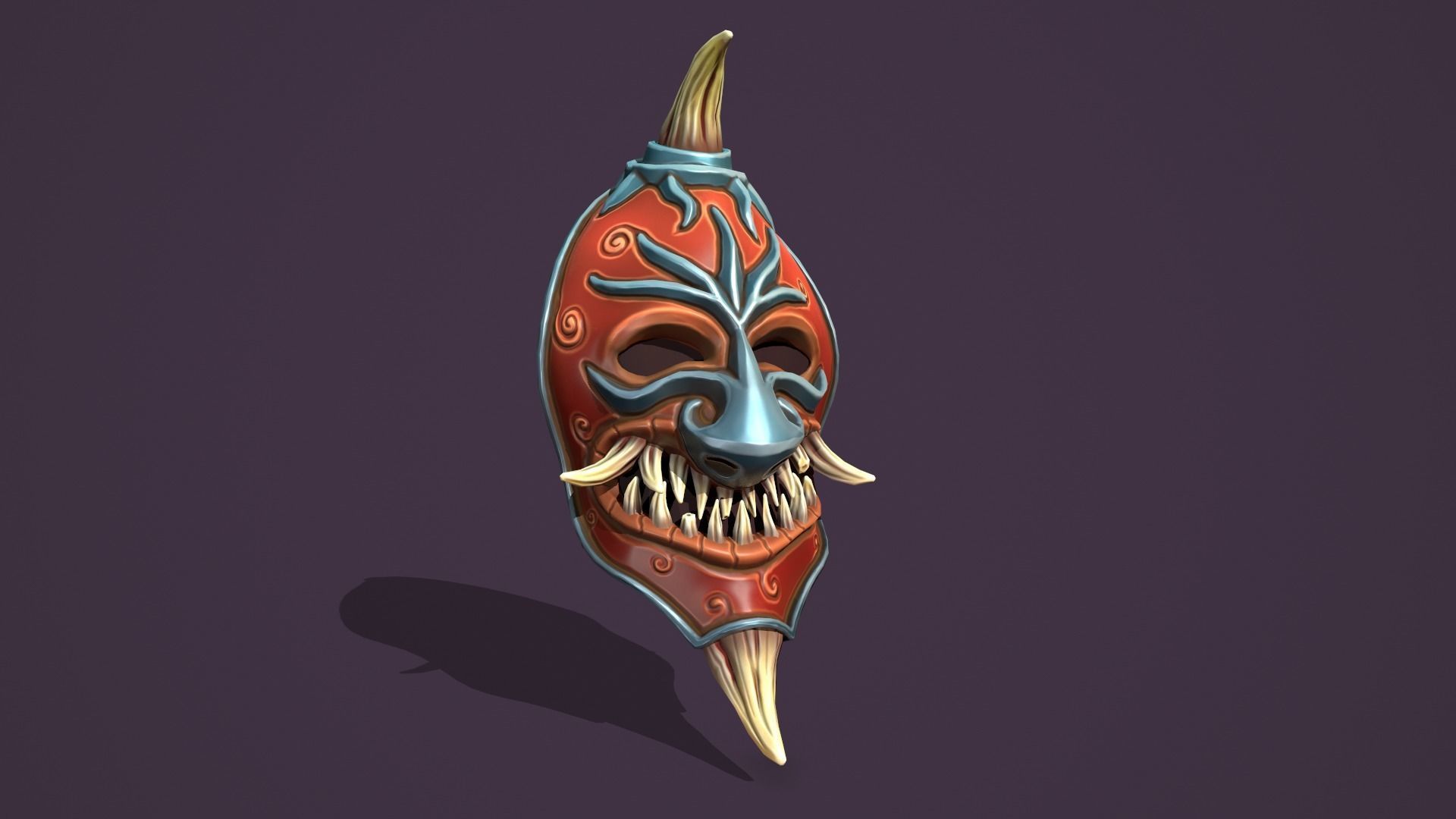 Evil mask Low-poly 3D model_1