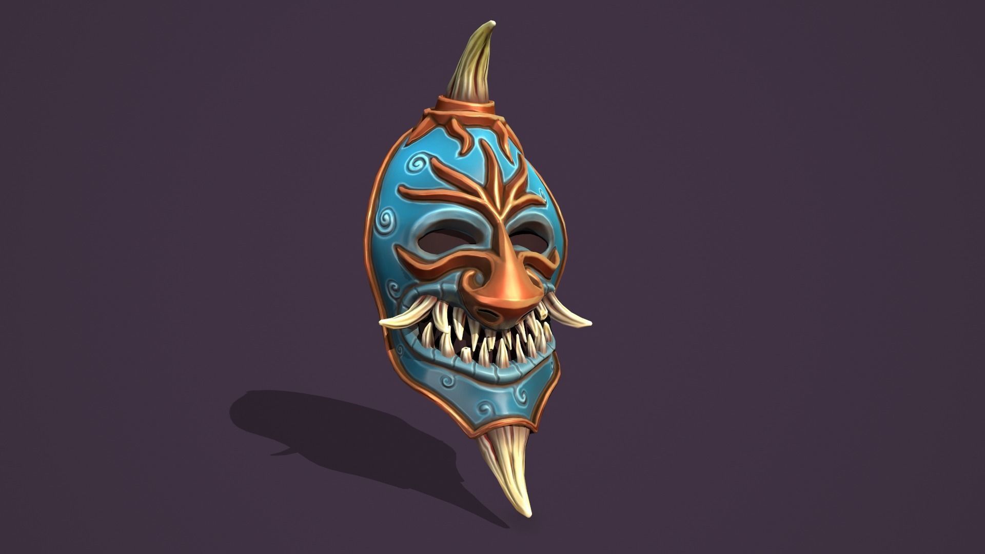 Evil mask Low-poly 3D model_3
