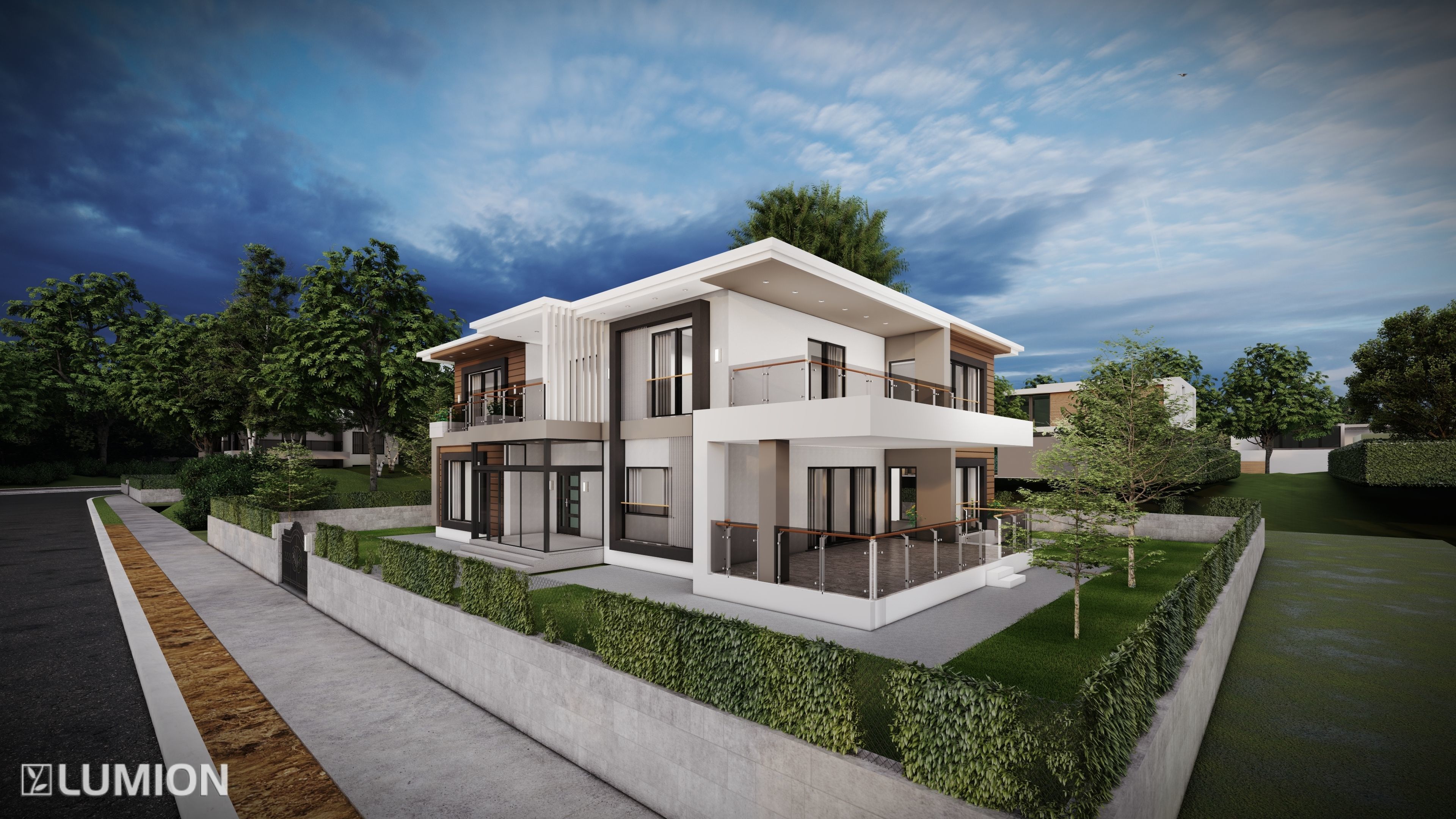 3d villa house model architecture 3D model Low-poly 3D model_1