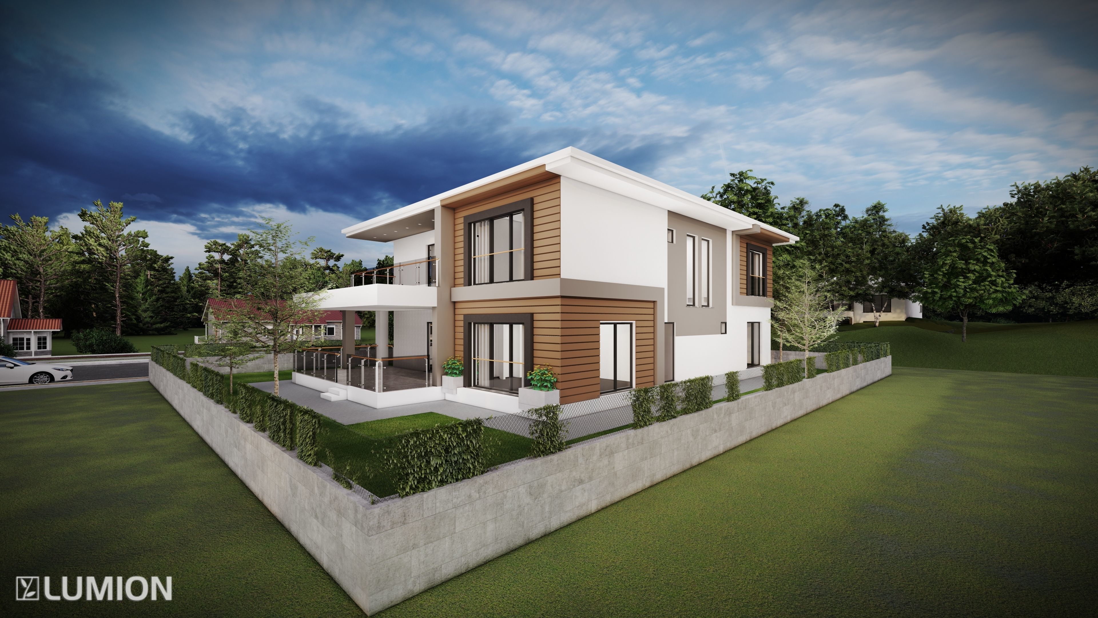 3d villa house model architecture 3D model Low-poly 3D model_2