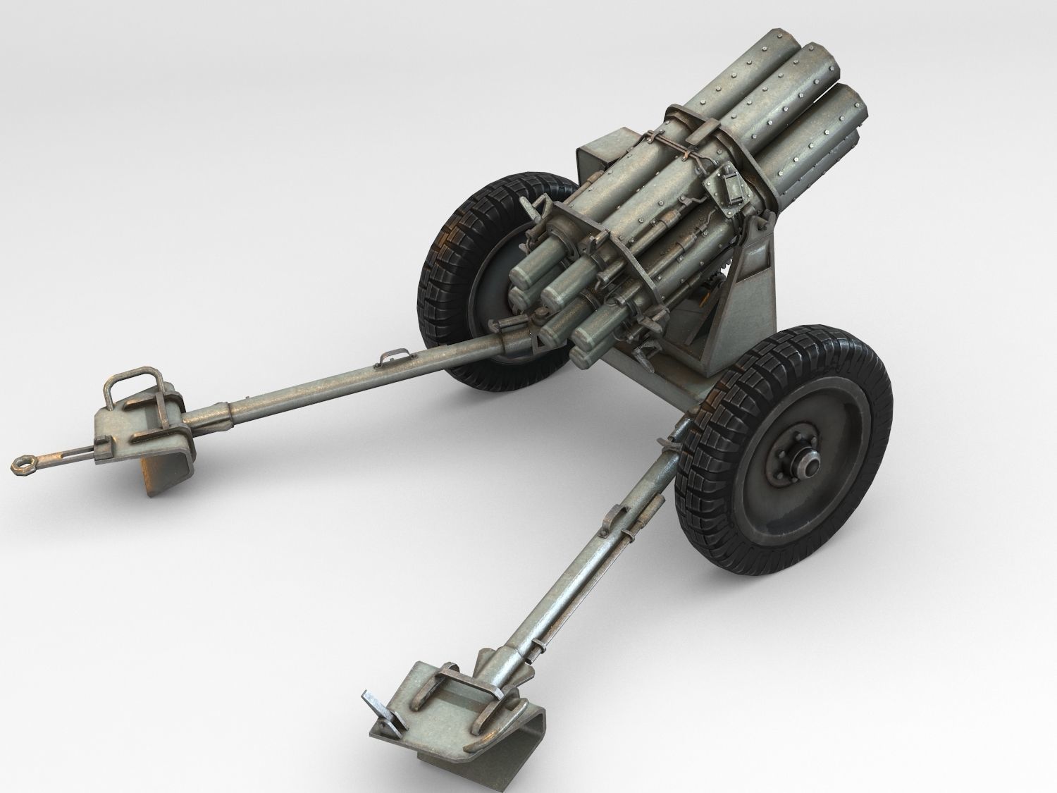 Low Poly 15cm Nebelwerfer 41 rocket artillery Low-poly 3D model_1