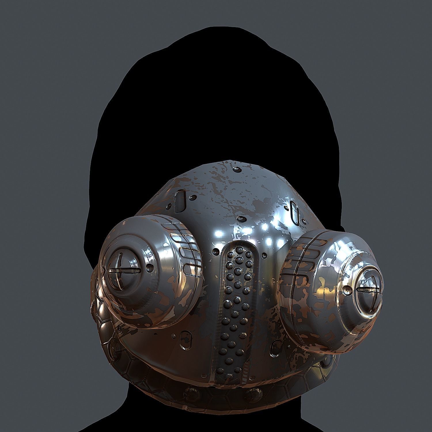Gas mask helmet 3d model scifi Low-poly Low-poly Low-poly 3D model_2