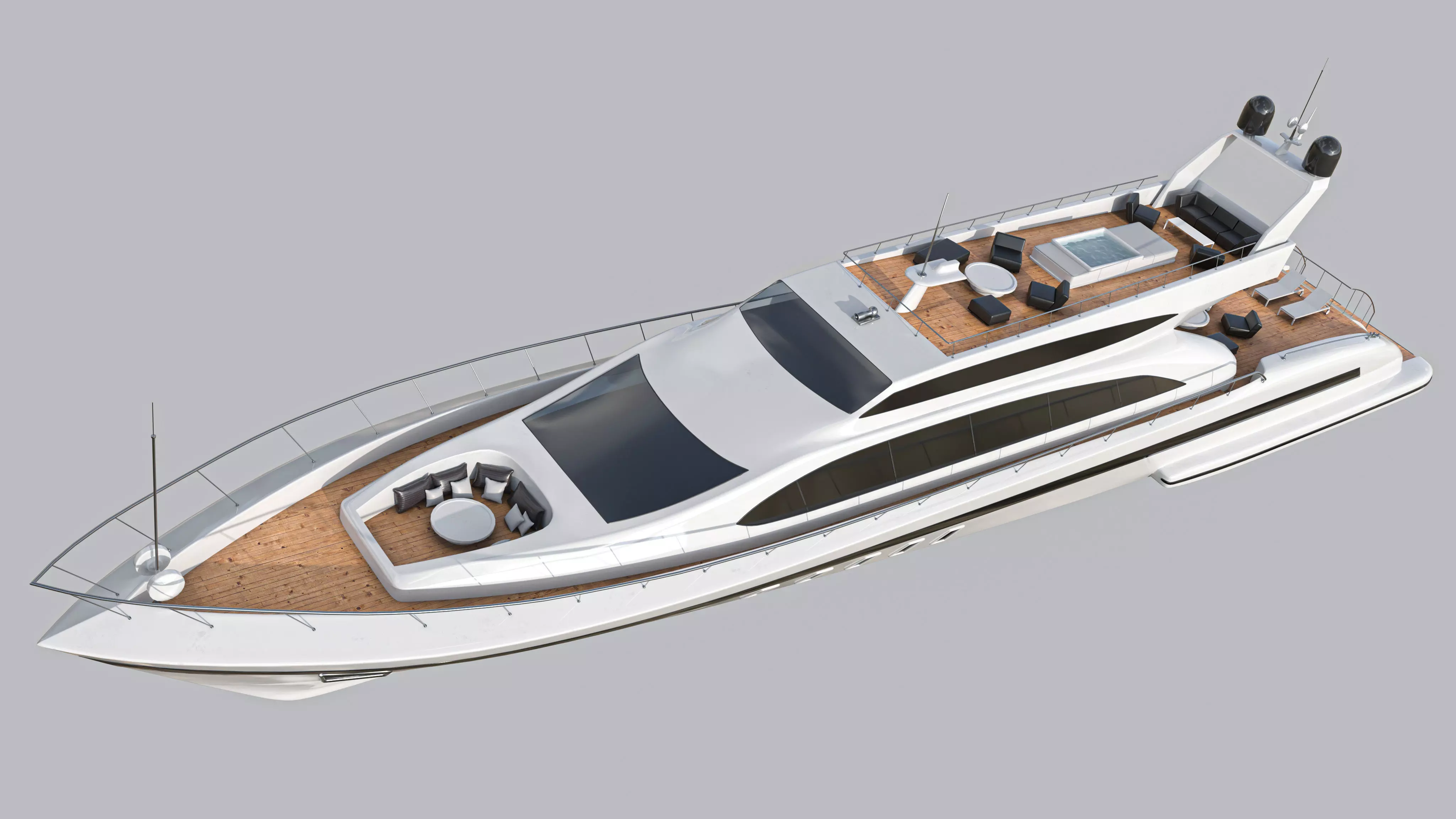 Yacht 1 motor Low-poly 3D model_0