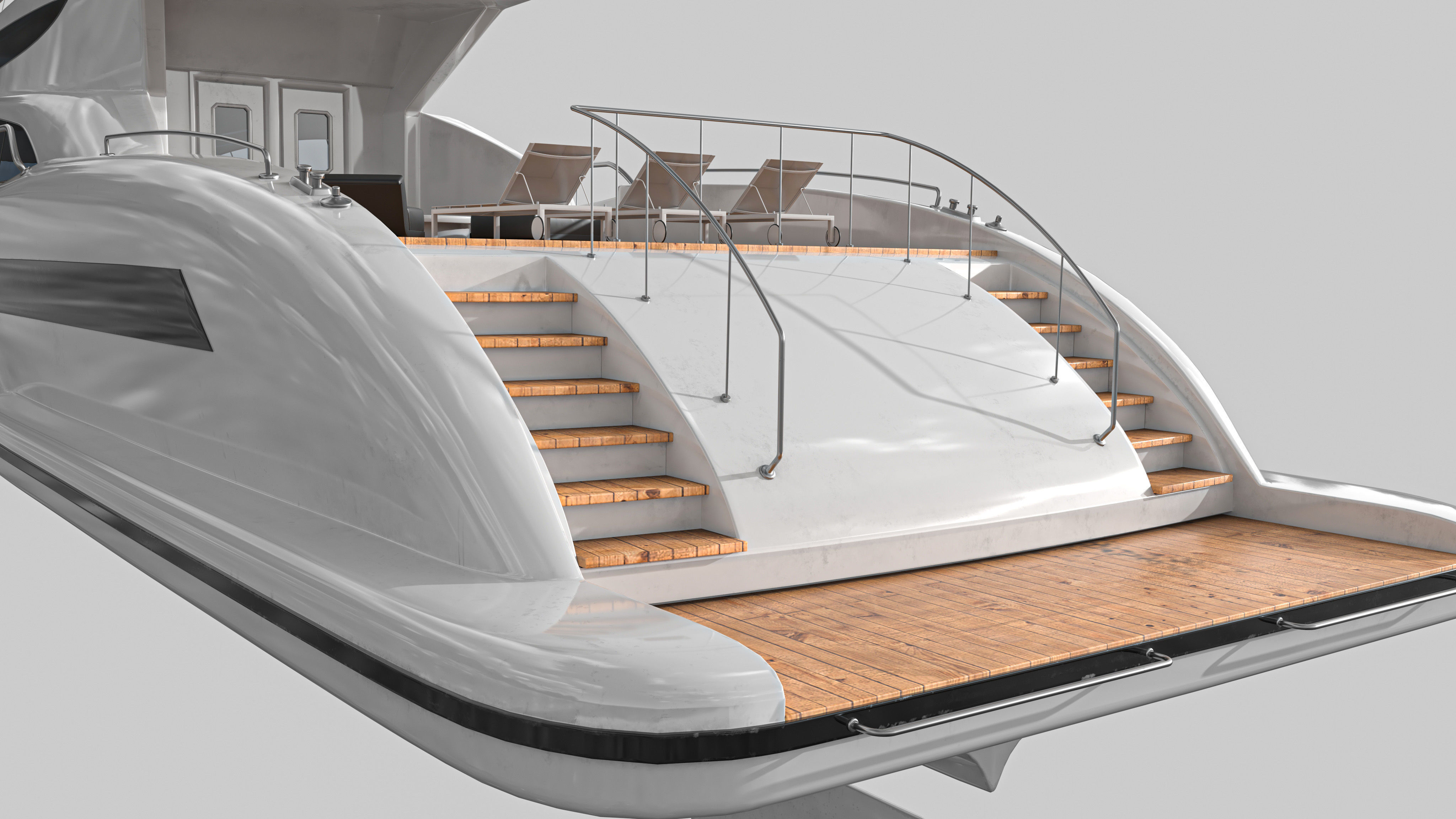 Yacht 1 motor Low-poly 3D model_8