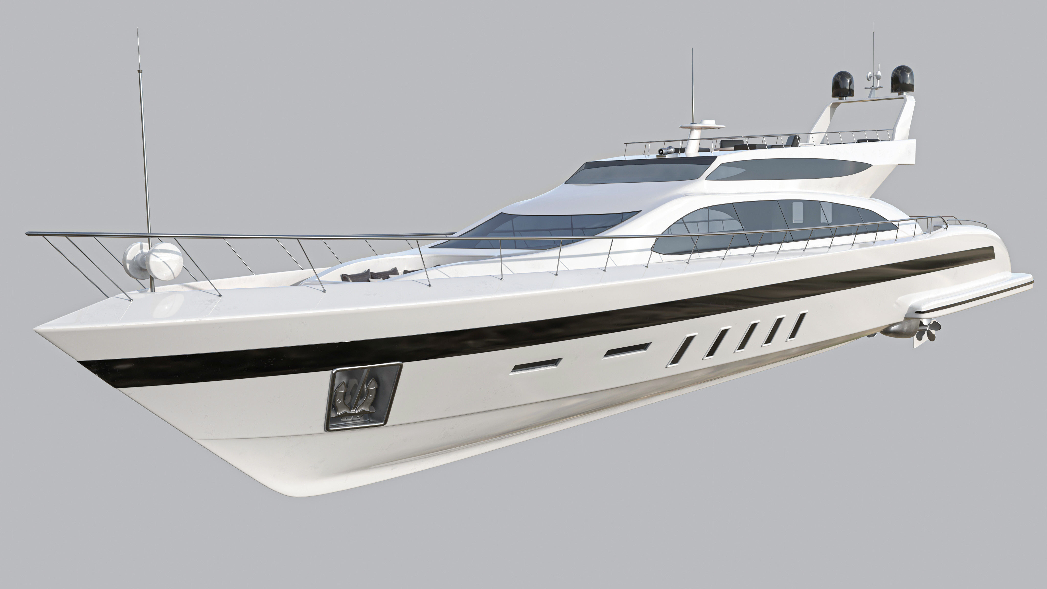 Yacht 1 motor Low-poly 3D model_1