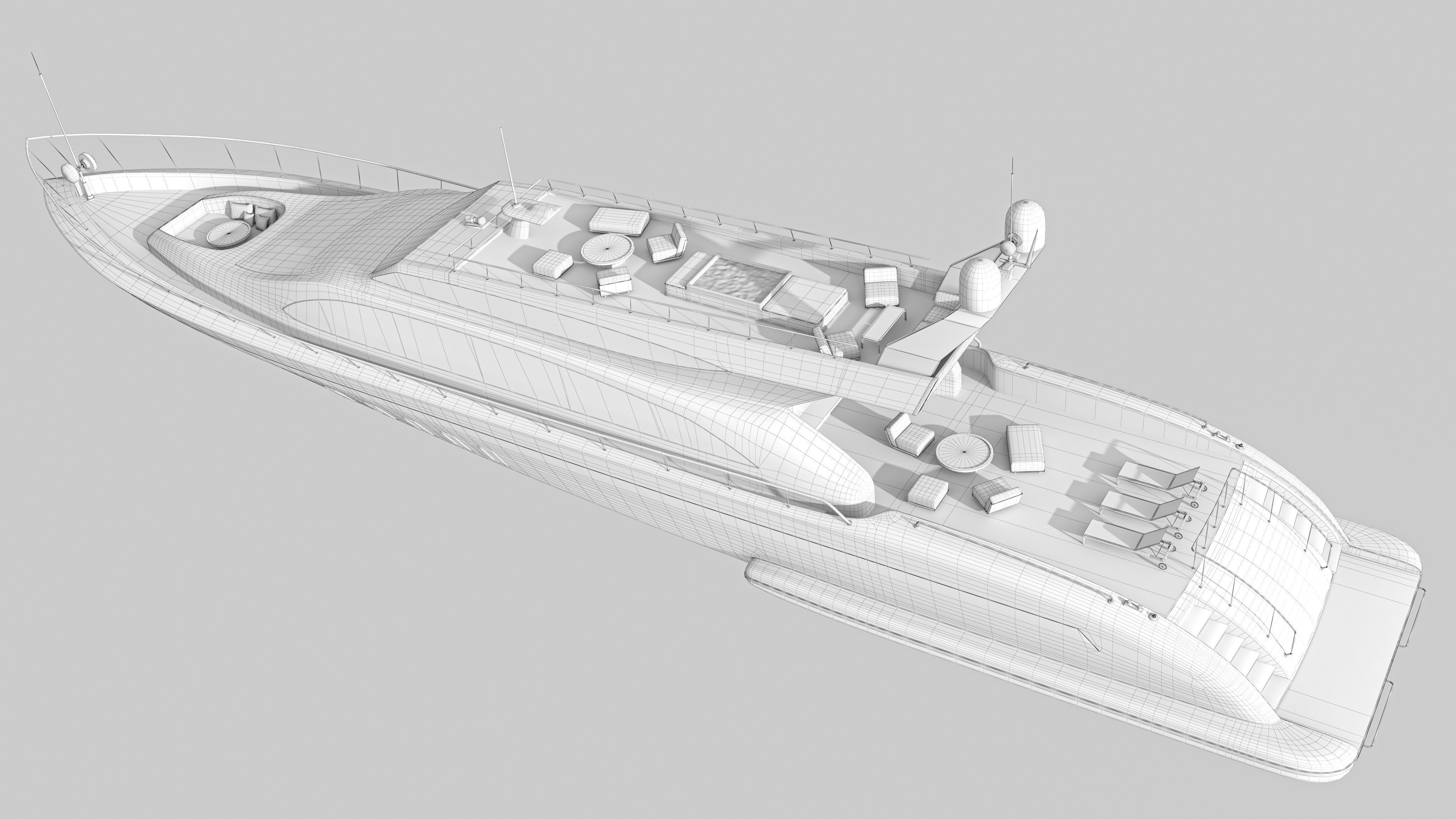 Yacht 1 motor Low-poly 3D model_18