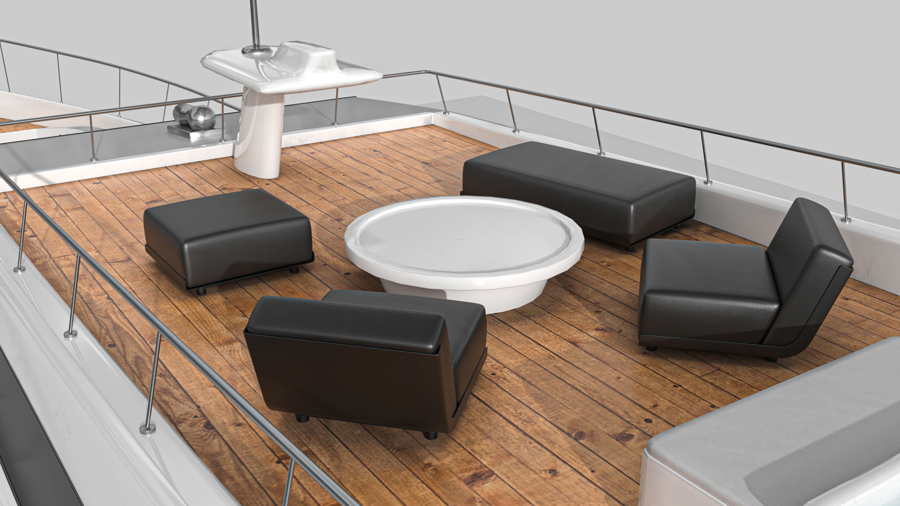 Yacht 1 motor Low-poly 3D model_12