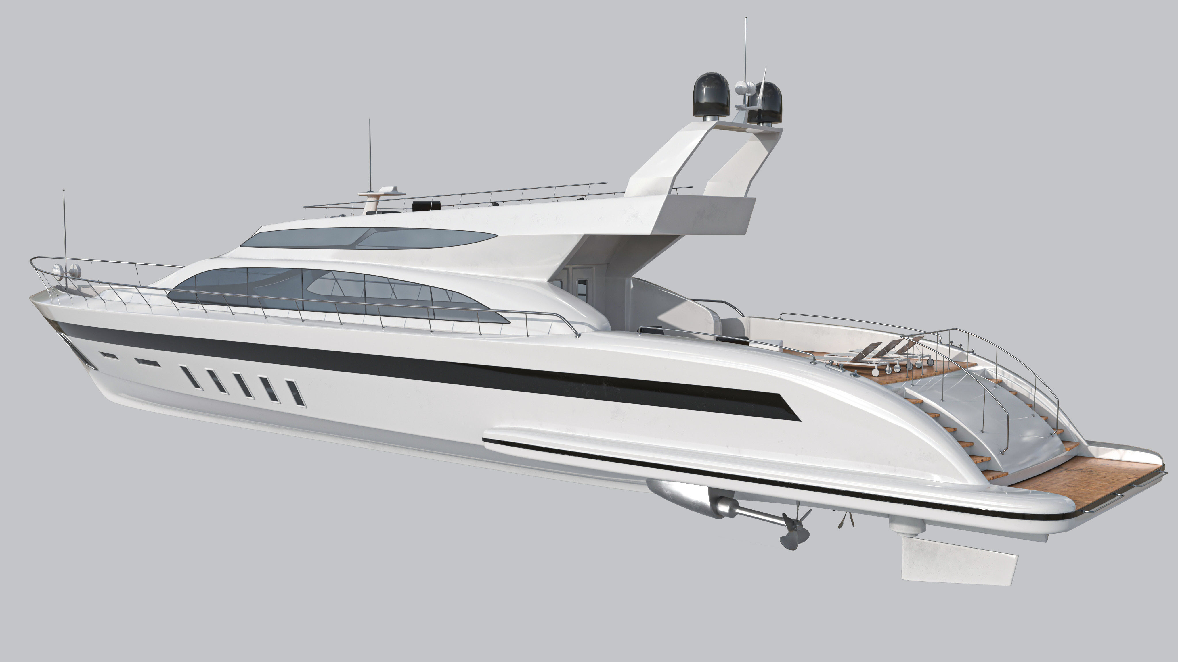 Yacht 1 motor Low-poly 3D model_3