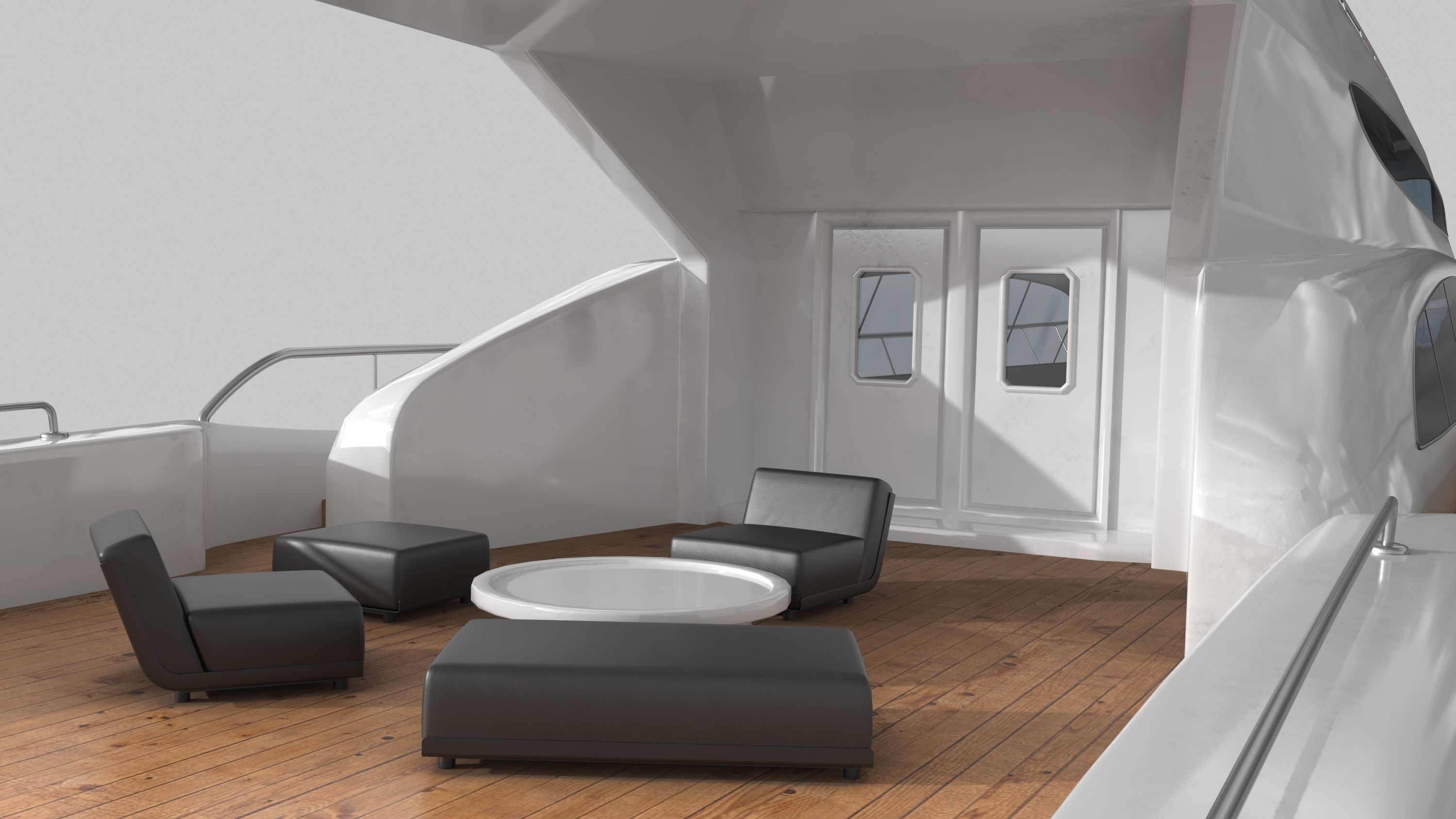 Yacht 1 motor Low-poly 3D model_9