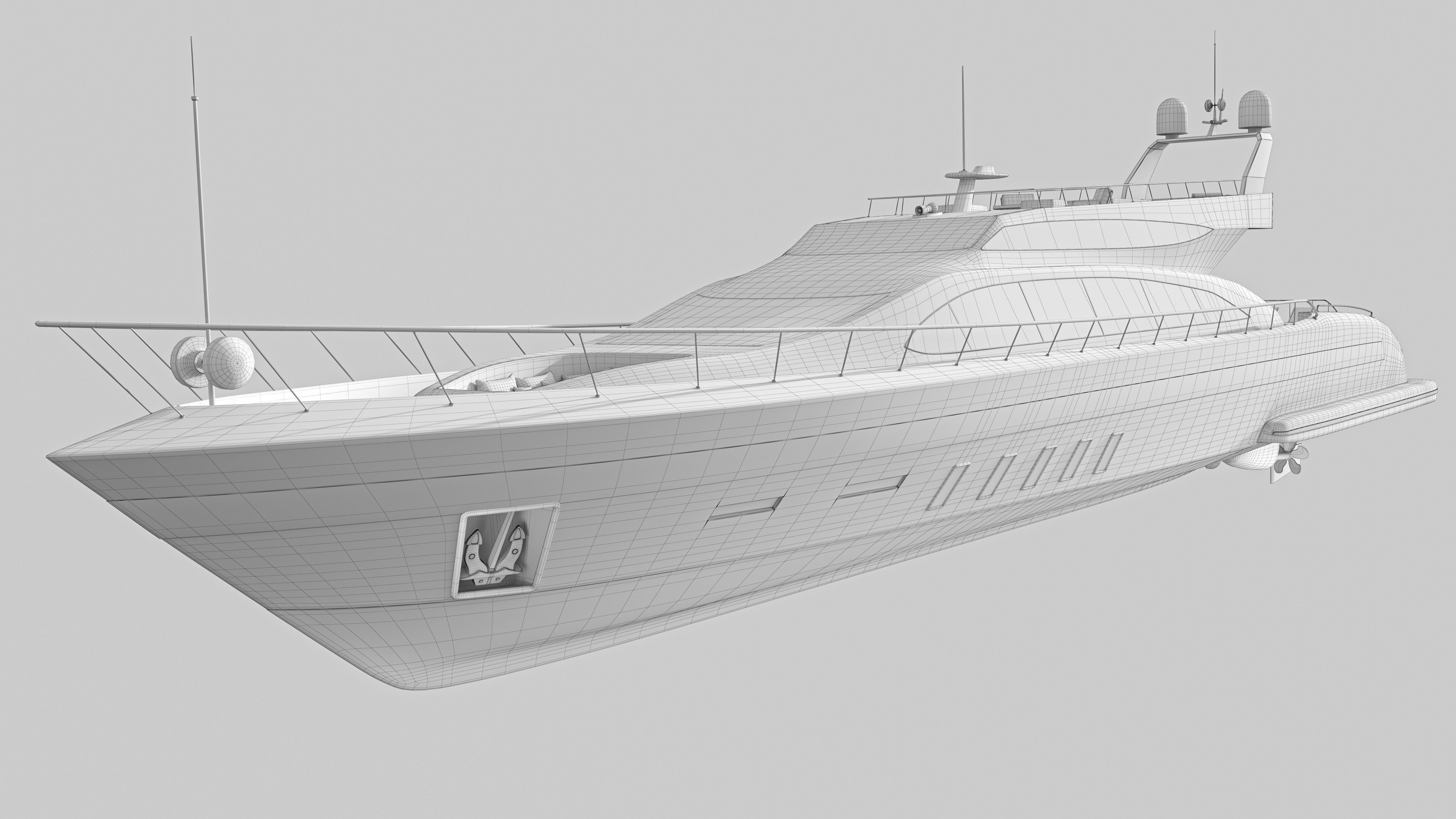 Yacht 1 motor Low-poly 3D model_17