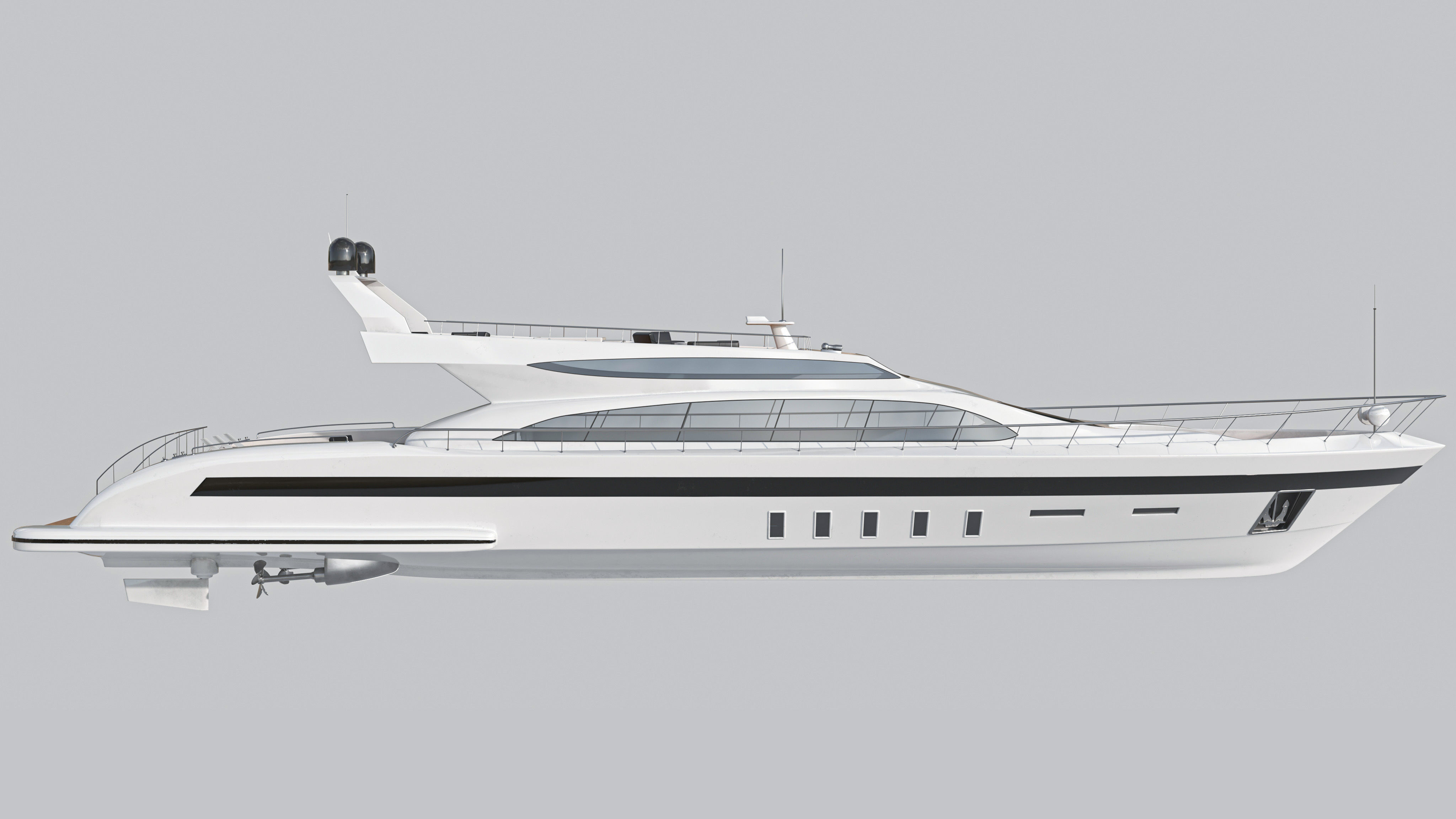 Yacht 1 motor Low-poly 3D model_4