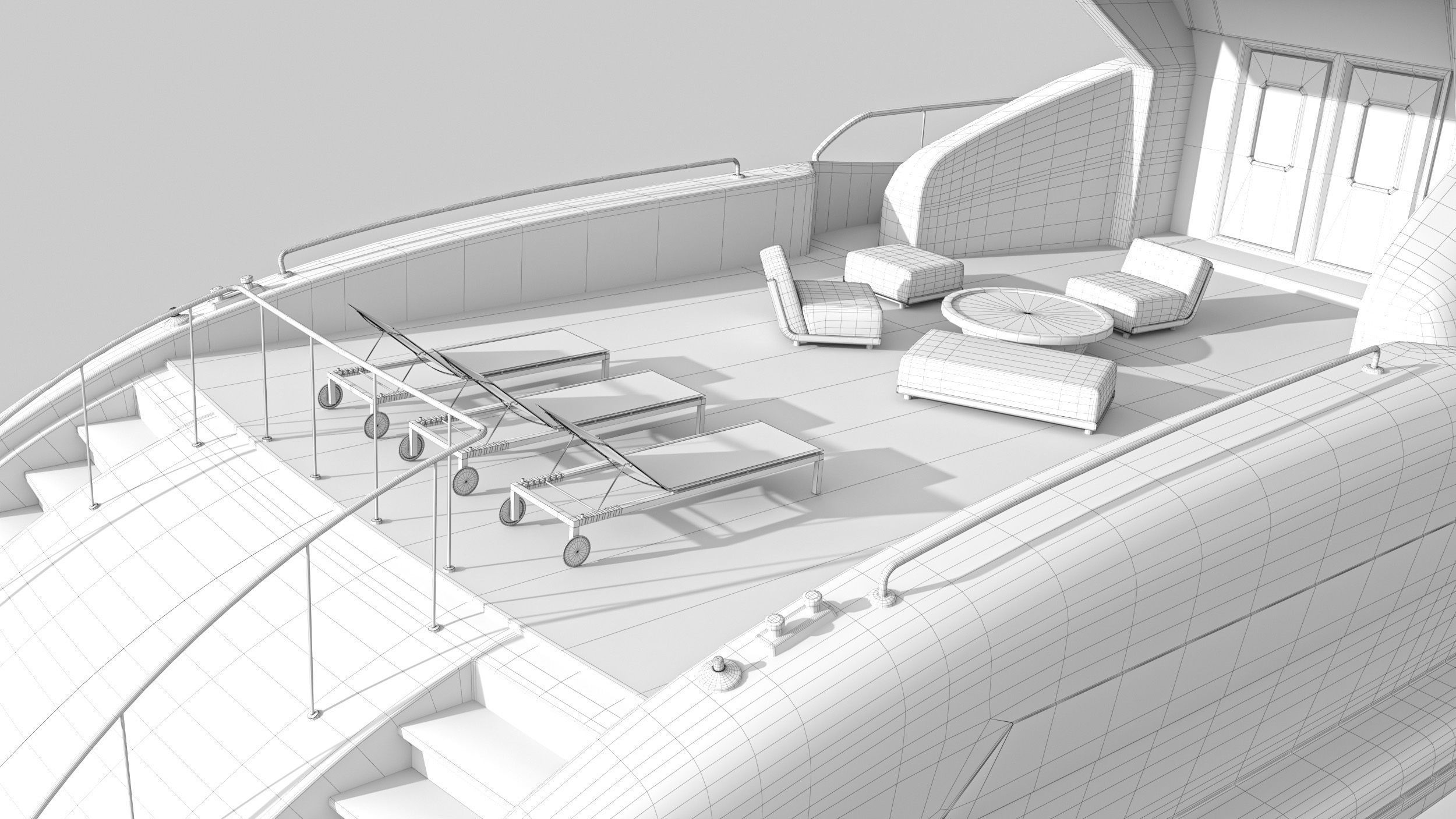 Yacht 1 motor Low-poly 3D model_21