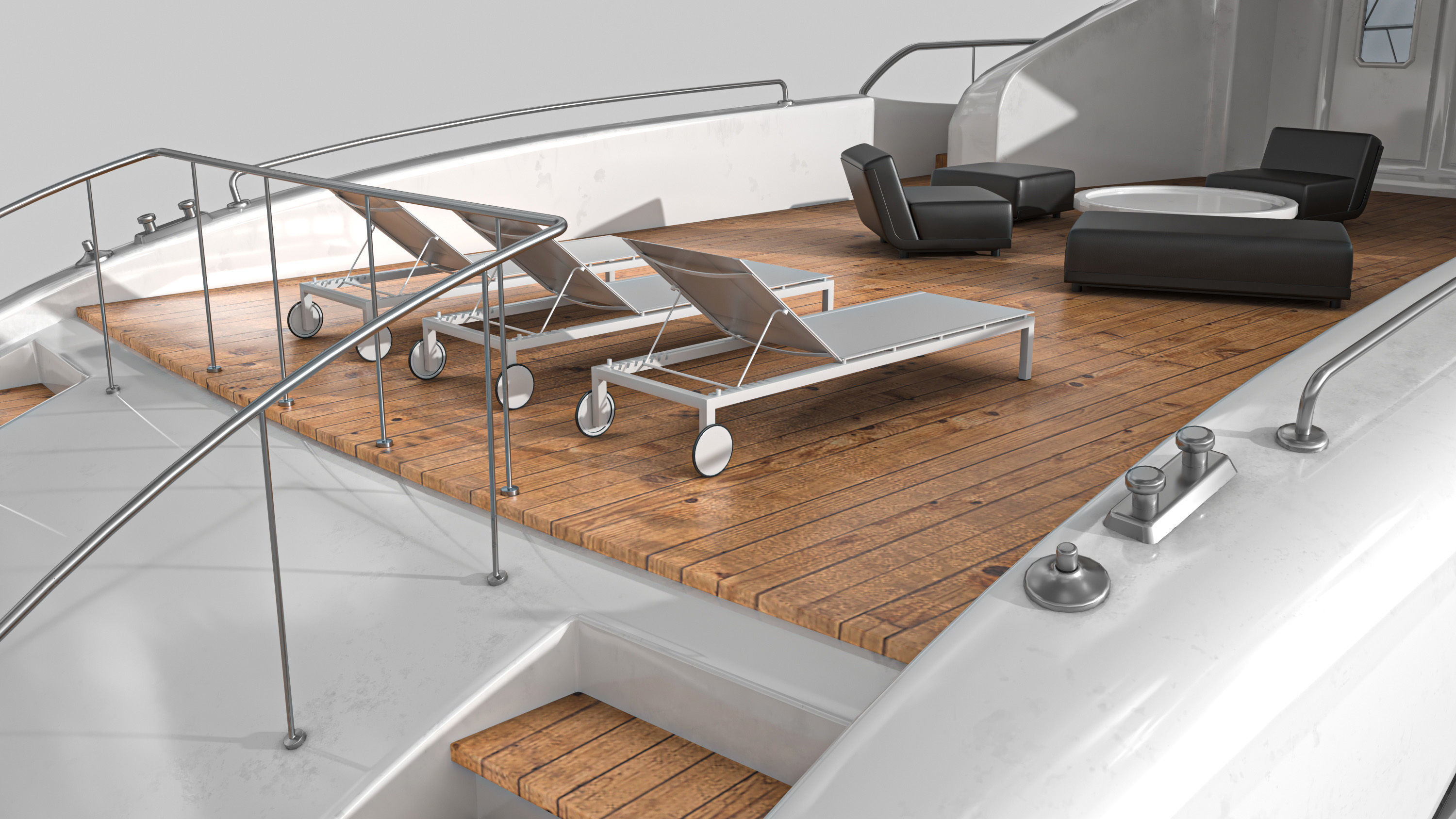 Yacht 1 motor Low-poly 3D model_5