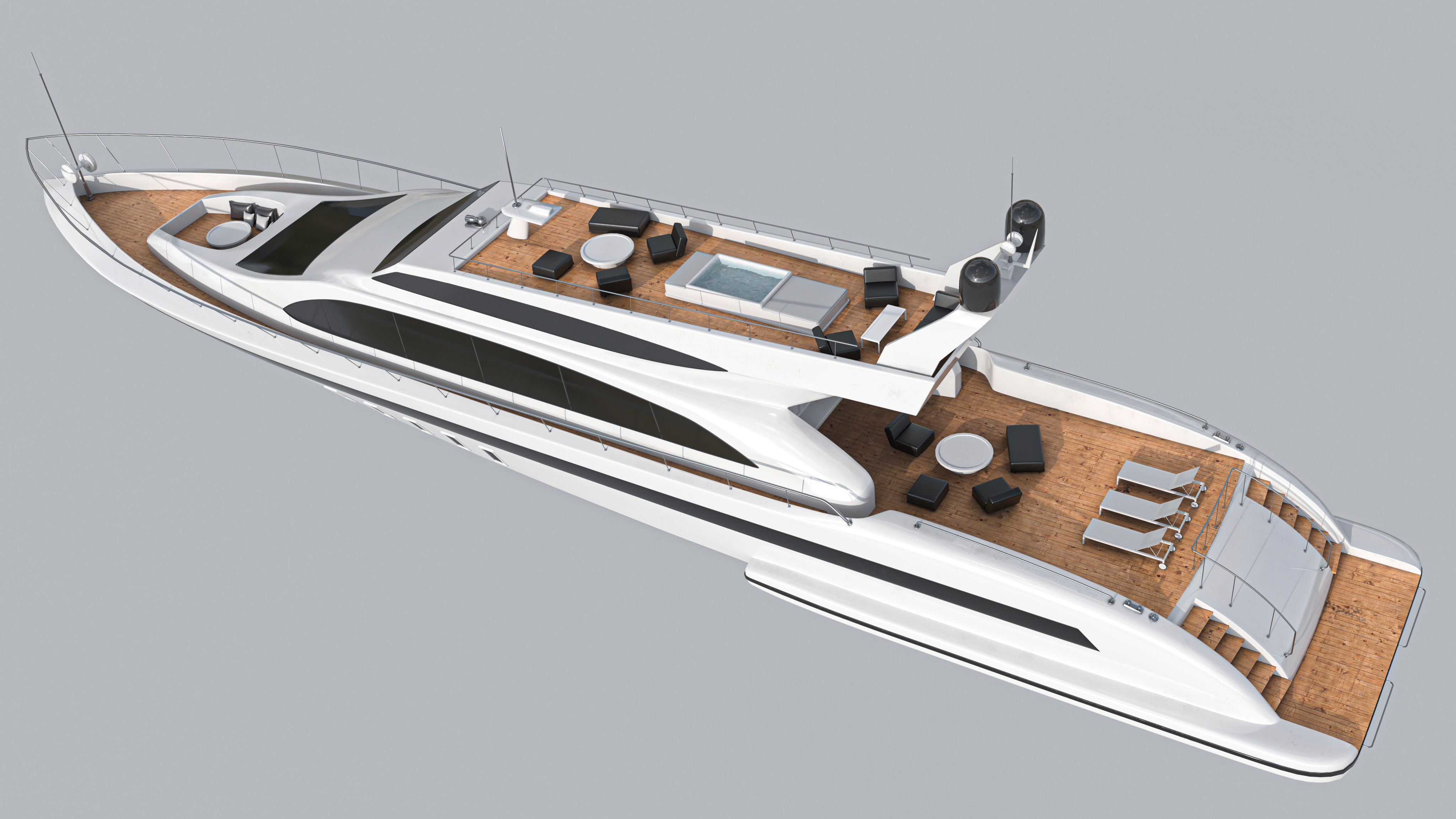 Yacht 1 motor Low-poly 3D model_2
