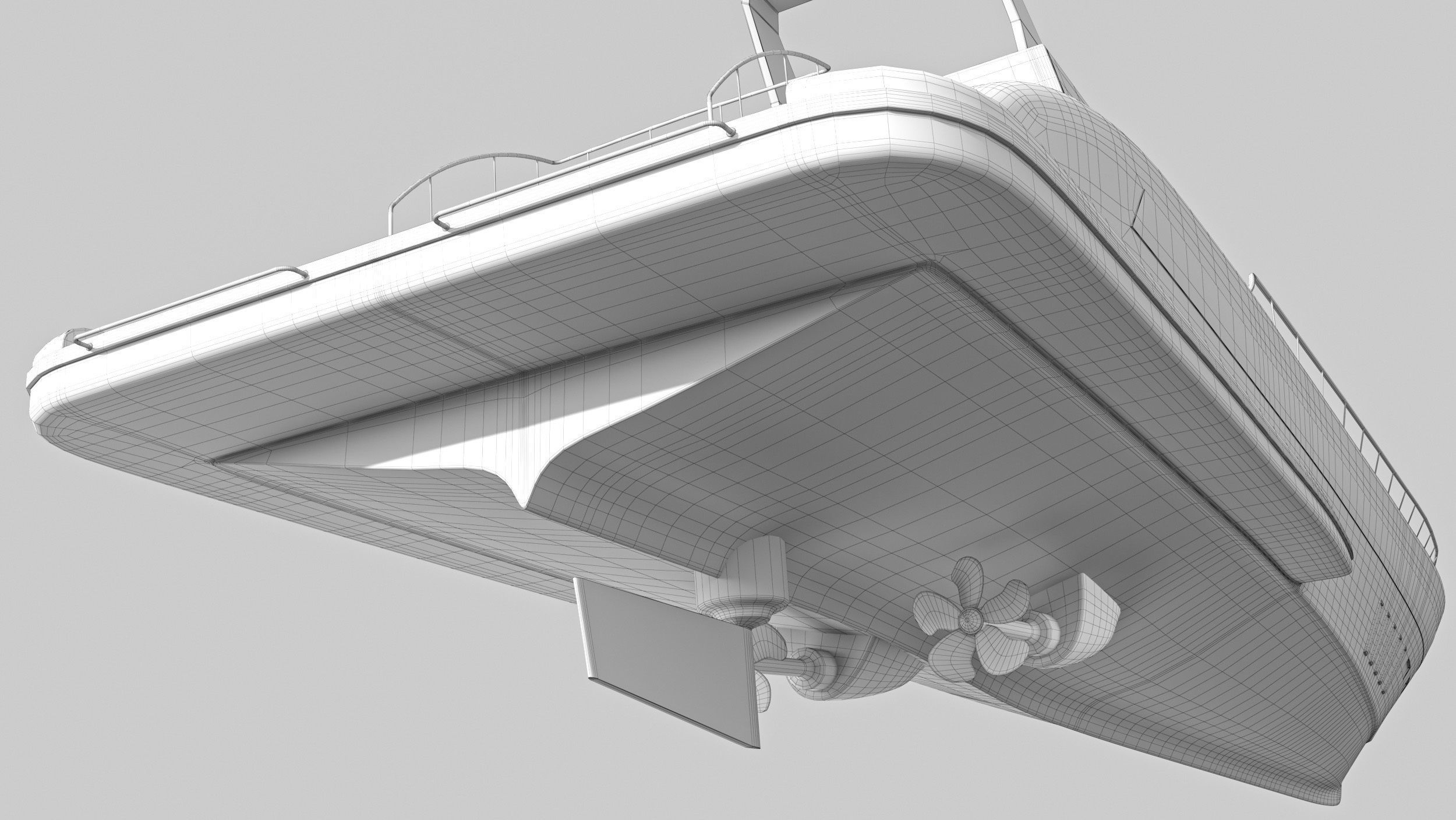 Yacht 1 motor Low-poly 3D model_22