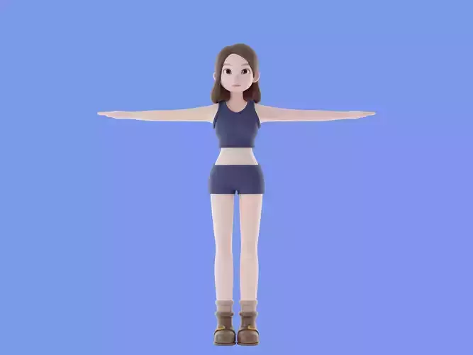 3d cartoon character Pretty Girl Cartoon