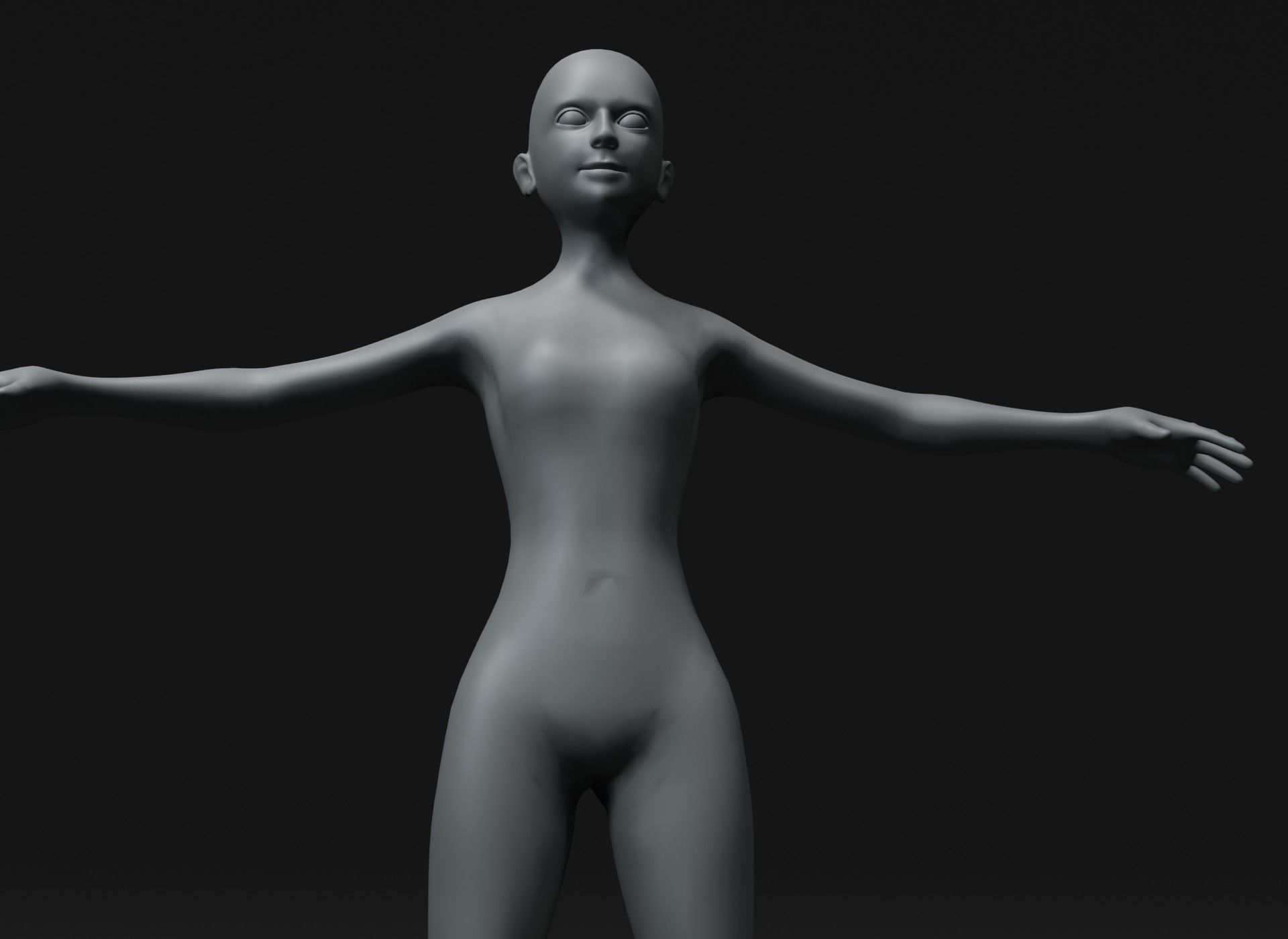 Girl Kid Body Base Mesh 3D Model 20k Polygons Low-poly 3D model_2