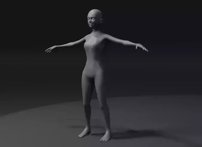 Girl Kid Body Base Mesh 3D Model 20k Polygons Low-poly 3D model