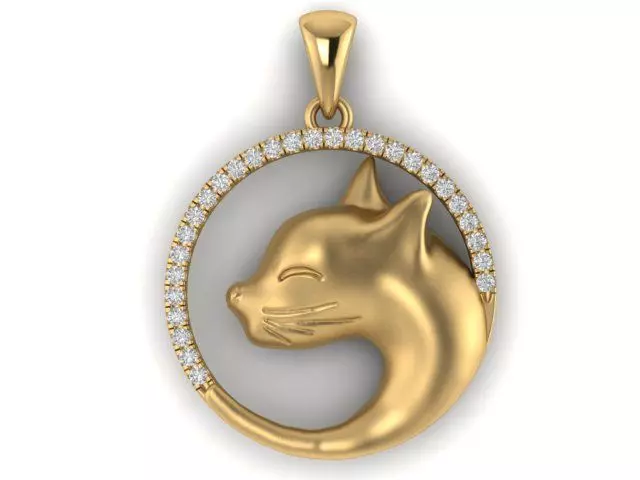 cat pendant 3D print model_0