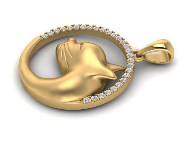 cat pendant 3D print model_2