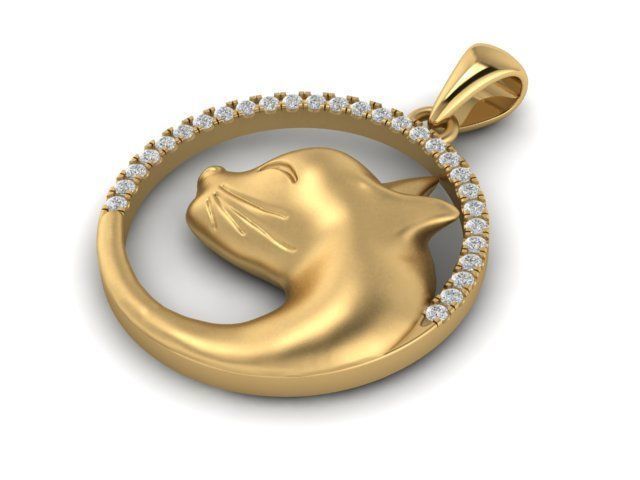 cat pendant 3D print model_9