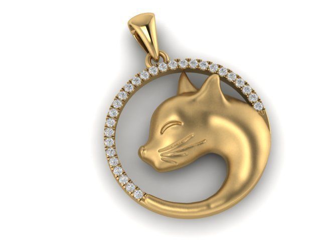cat pendant 3D print model_4