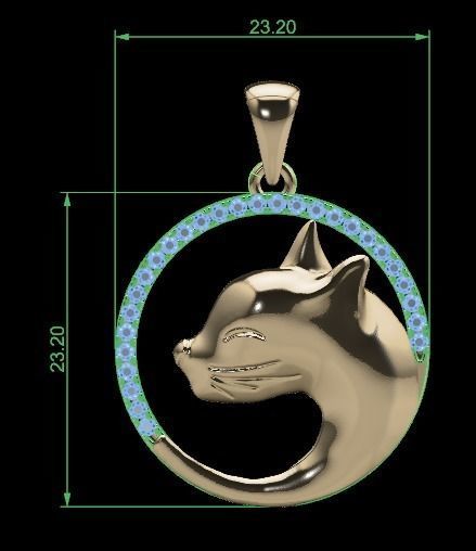 cat pendant 3D print model_1