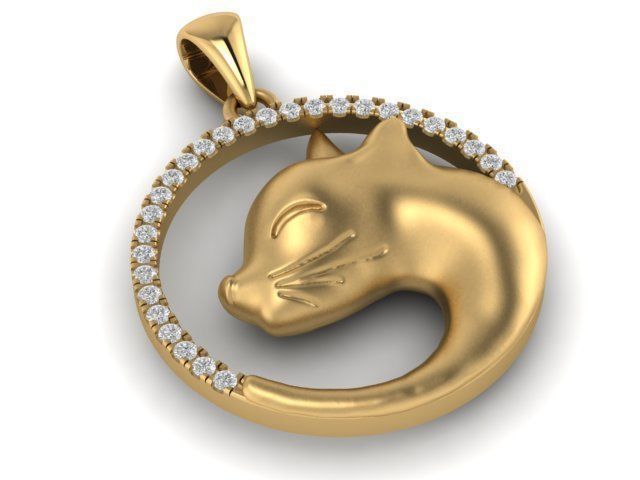 cat pendant 3D print model_6