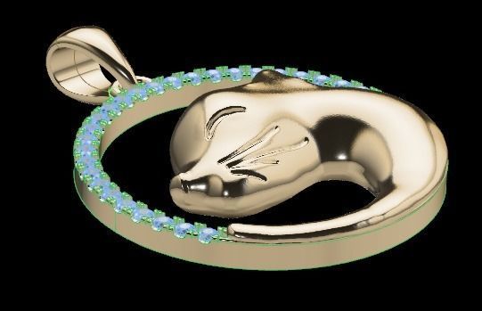 cat pendant 3D print model_8