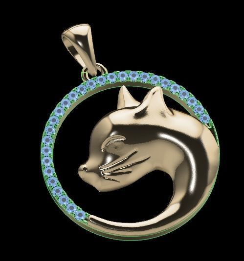 cat pendant 3D print model_3