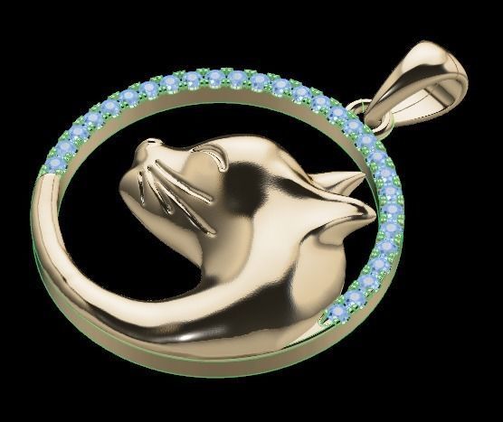 cat pendant 3D print model_14