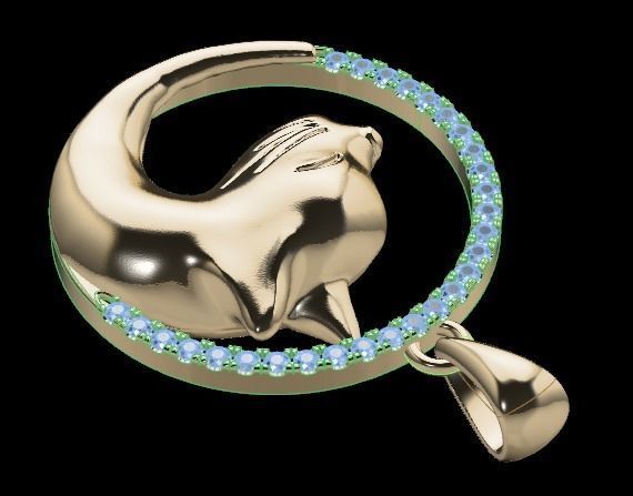 cat pendant 3D print model_16